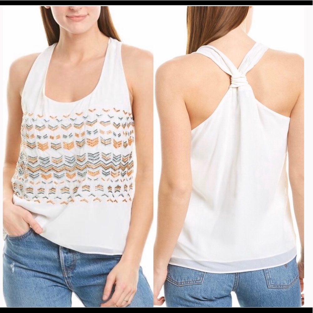 Greylin Anthropologie Boho Chevron Beaded Tank Top XS